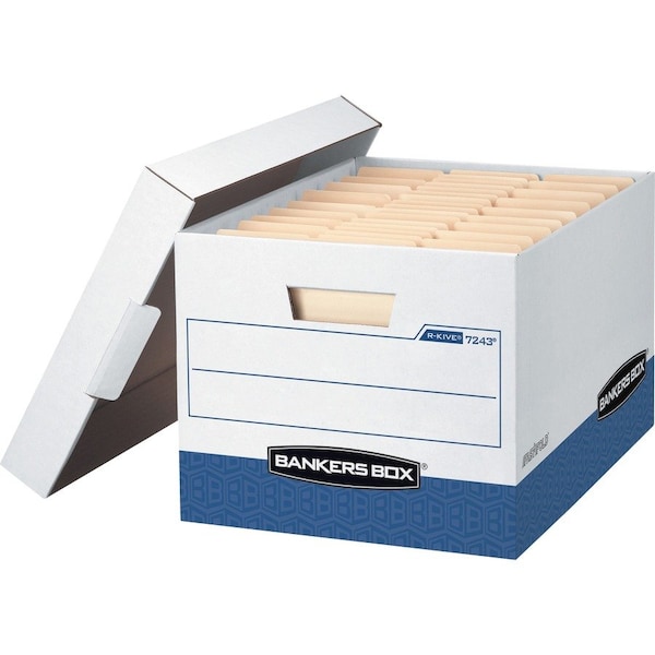 Storage File, Letter/Legal, 12"x15"x10", 12/CT, White/Blue PK